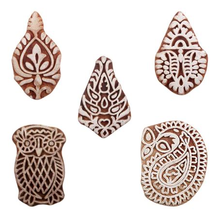 Set of 5 Piece New Mix Wooden Printing Blocks